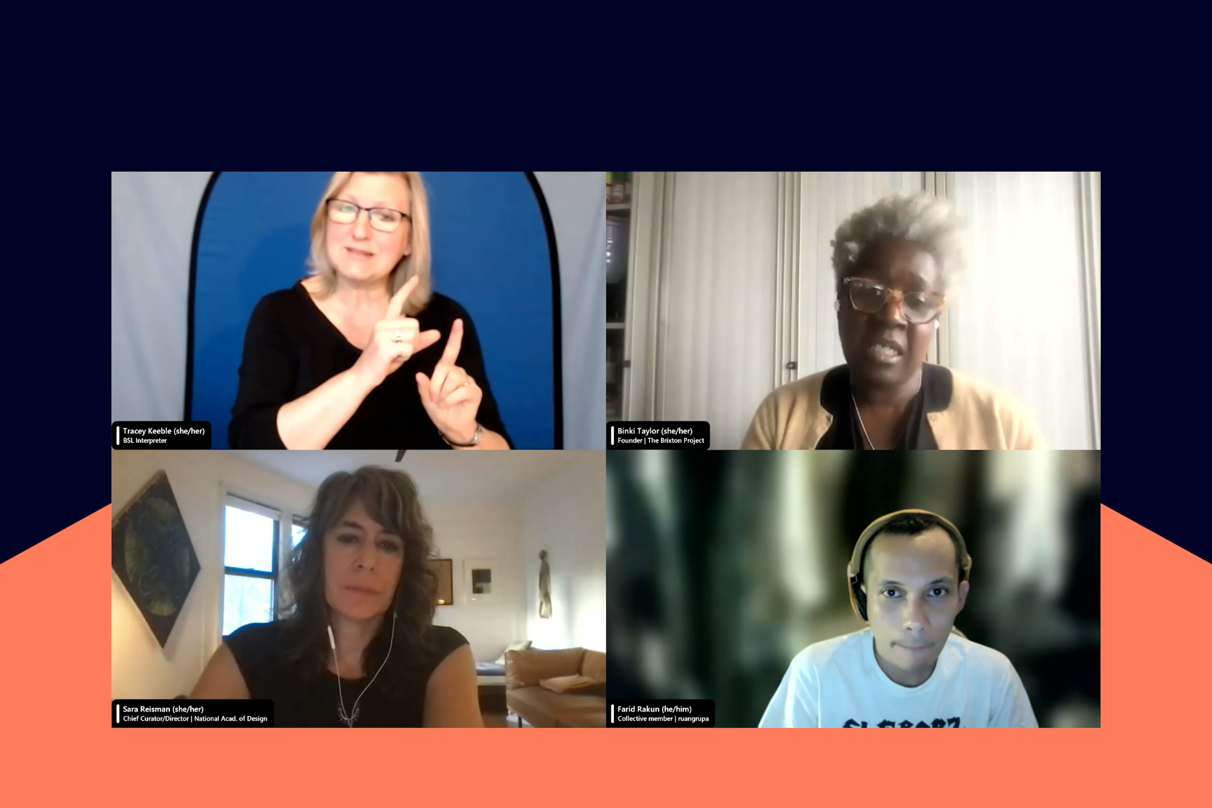 Four people on a zoom call.