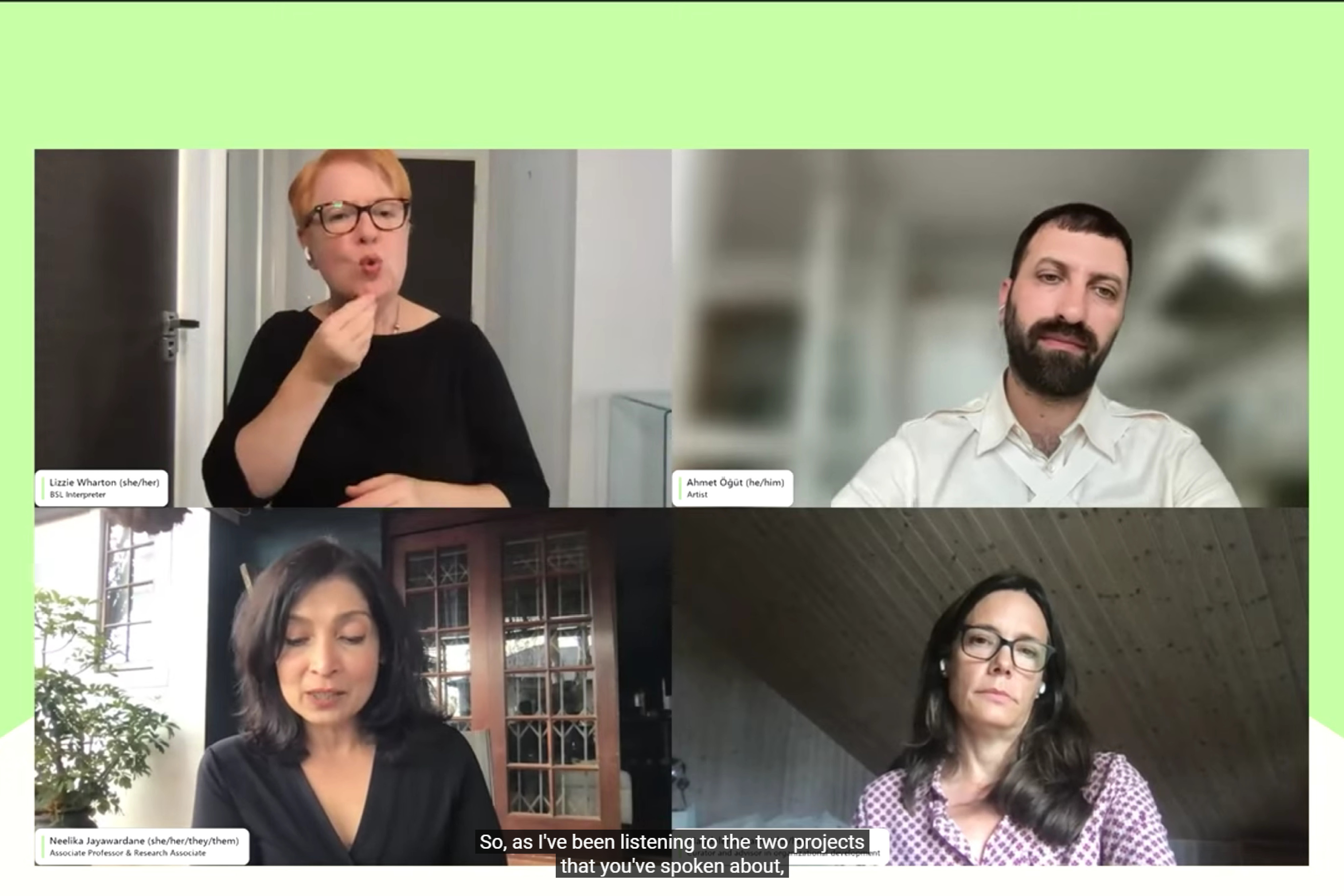 Four people on a zoom call.